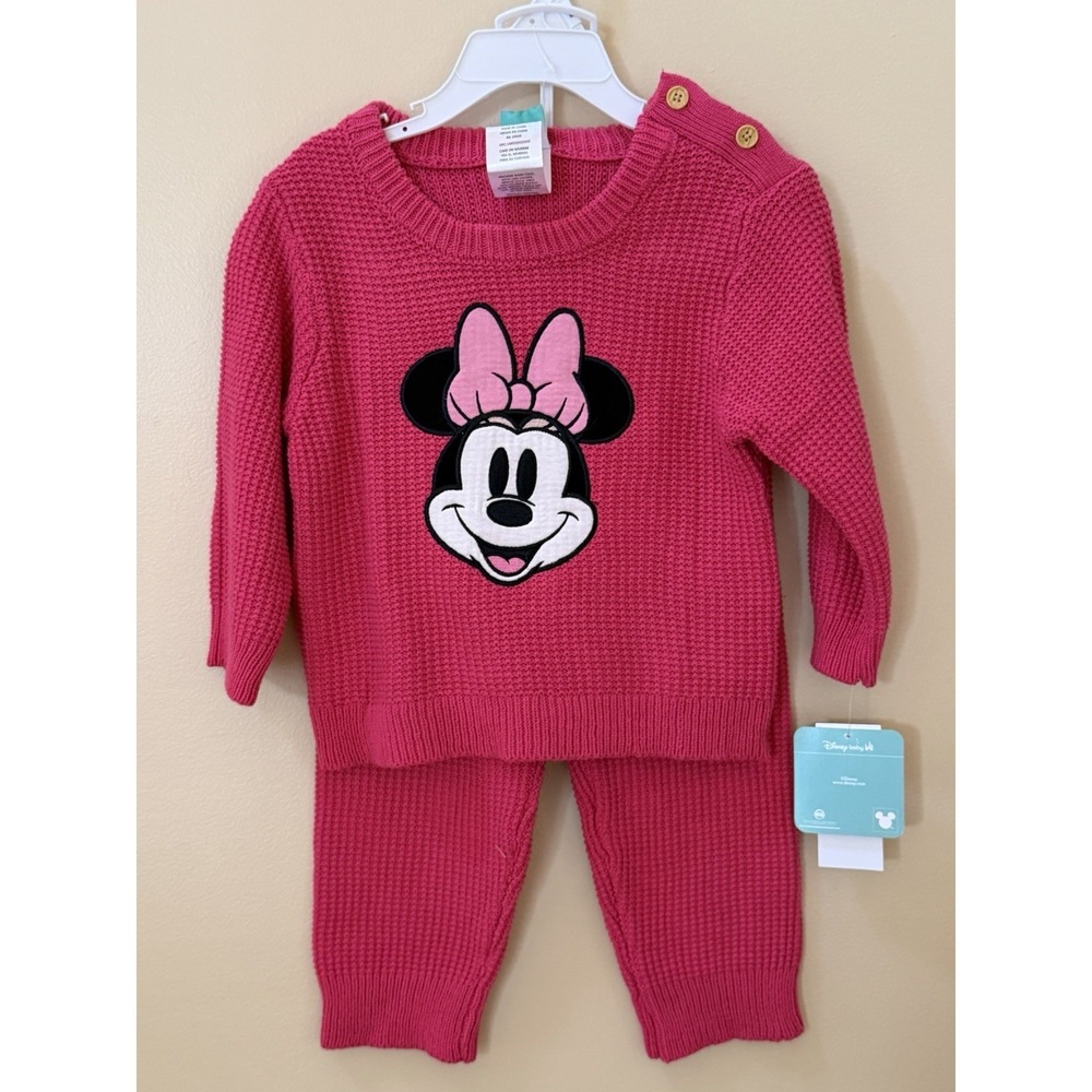 Disney Baby 2-Piece Infant Girls Minnie Mouse Pink Sweater & Pants Set 12M NWT